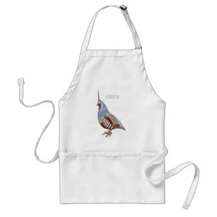 Mountain quail bird cartoon illustration standard apron