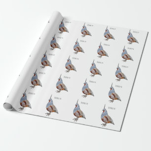 Mountain quail bird cartoon illustration   wrapping paper