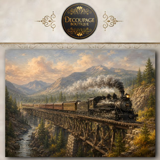 Mountain Railroad Bridge Decoupage Tissue Paper (Mountain Railroad Bridge Decoupage Tissue Paper)