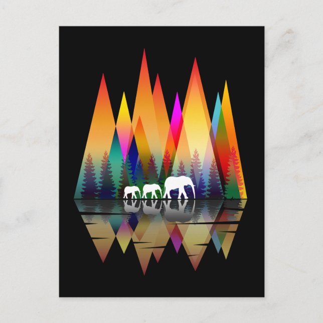 MOUNTAIN RAINBOW ELEPHANT POSTCARD (Front)