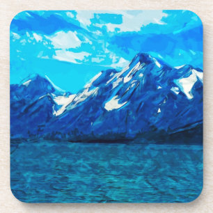 Mountain Range Abstract Impressionism Coaster