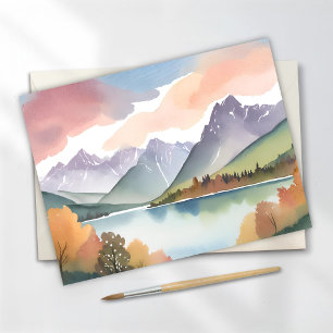 Mountain Range   Airy Nature Watercolor Landscape Postcard