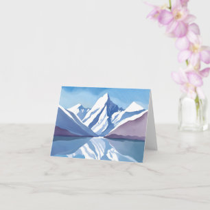 Mountain Range   Blue Watercolor Landscape Card