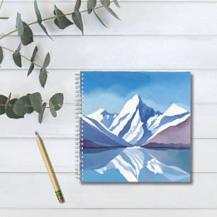 Mountain Range   Blue Watercolor Landscape Notebook