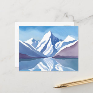 Mountain Range Blue Watercolor Landscape Postcard