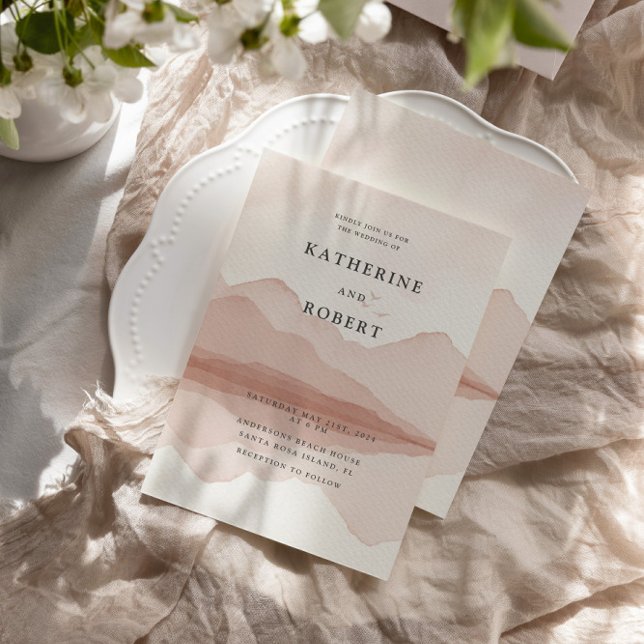 Mountain Range Blush Destination Wedding Invitation (Creator Uploaded)