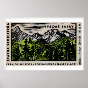 Mountain Range Czechoslovakia Mid-Century Poster