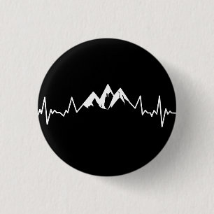 Mountain Range Heartbeat Pulse Line 3 Cm Round Badge