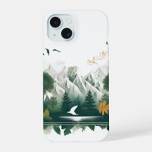 Mountain range in front of river, lake and birds -