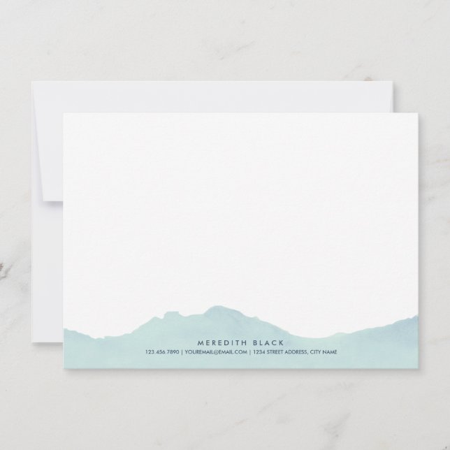 Mountain Range Personalised Stationery Flat Cards (Front)