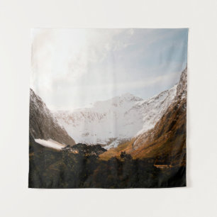 MOUNTAIN RANGE UNDER CLOUDY SKY TAPESTRY