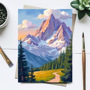 Mountain Range Watercolor Nature Painting Card