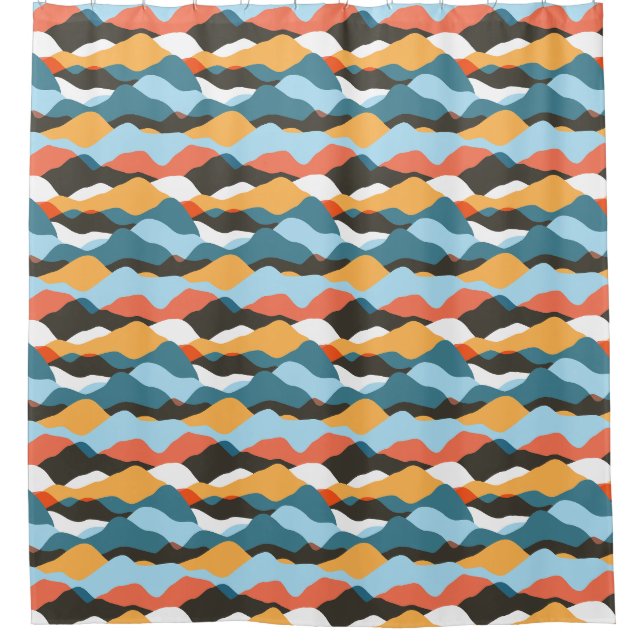 Mountain Range Waves Shower Curtain (Front)