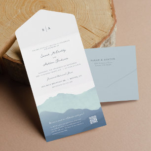 Mountain Range Wedding All In One Invitation