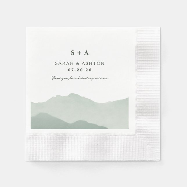 Mountain Range Wedding Napkin (Front)