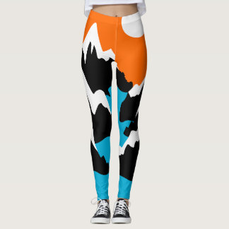 Mountain ranges flowing ranges river landscape  leggings