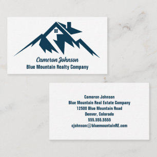 Mountain Real Estate Company Custom Blue White Business Card
