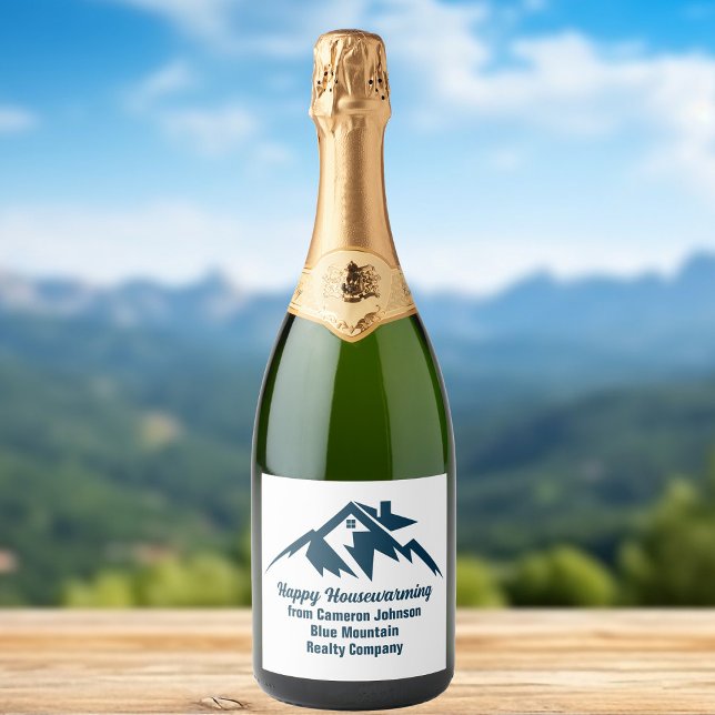 Mountain Real Estate Company Custom Marketing Sparkling Wine Label (Creator Uploaded)