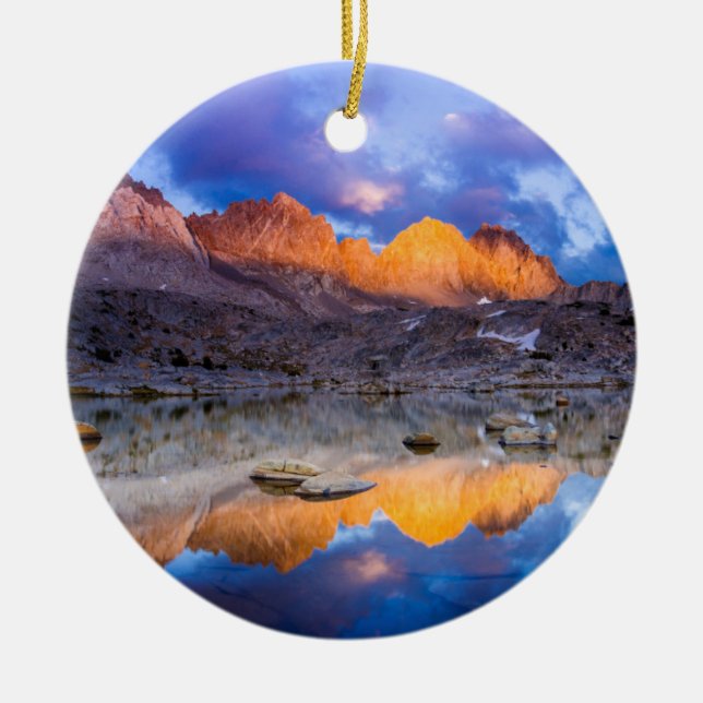 Mountain reflection, California Ceramic Tree Decoration (Front)