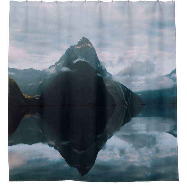 MOUNTAIN REFLECTION ON BODY OF WATER SHOWER CURTAIN (Front)