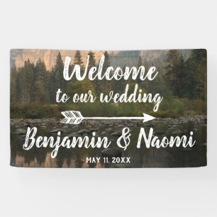 Mountain Reflection Wedding Welcome Banner