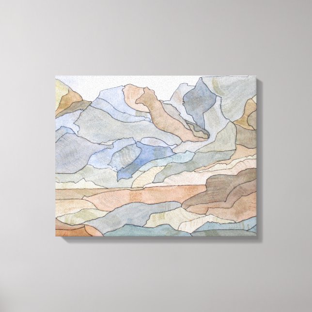 Mountain Regions Watercolor Line Art Print (Front)