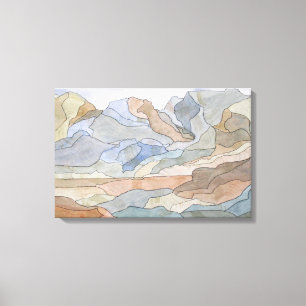 Mountain Regions Watercolor Line Art Print