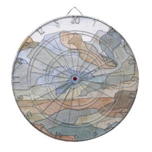 Mountain Regions Watercolor Line Art Print Dartboard