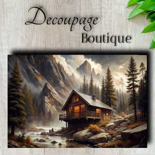 Mountain Retreat Cabin Decoupage Tissue Paper