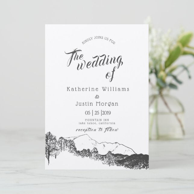 Mountain Retreat Rustic Wedding Invitation (Standing Front)