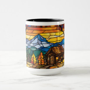 Mountain Retreat Stained Glass Look Nature Mug