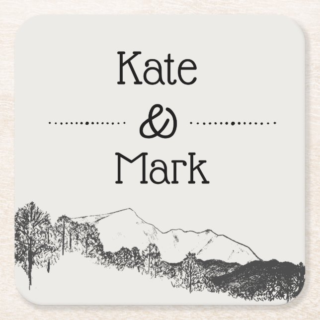 Mountain Retreat ⎥ Wedding Square Paper Coaster (Front)