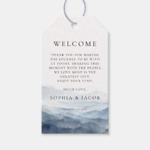 Mountain Ridge Dusty Blue Elegant Modern Wedding Gift Tags