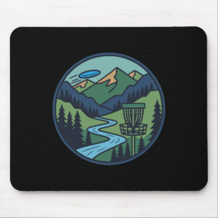 Mountain River Disc Golf Scene Flying Disc Basket Mouse Mat