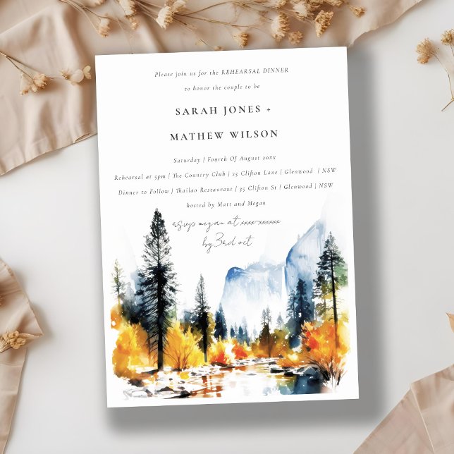 Mountain River Fall Landscape Rehearsal Dinner Invitation (Creator Uploaded)