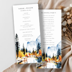 Mountain River Fall Landscape Wedding Program Invitation