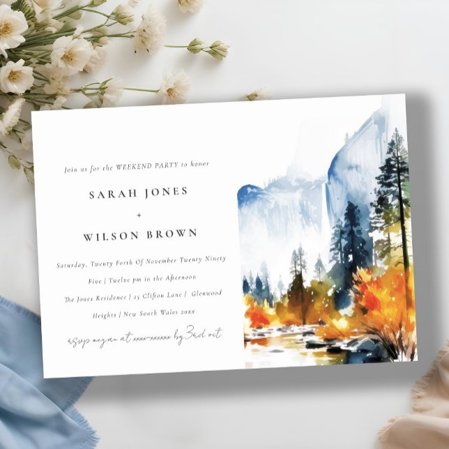 Mountain River Fall Landscape Weekend Party Invitation (Creator Uploaded)
