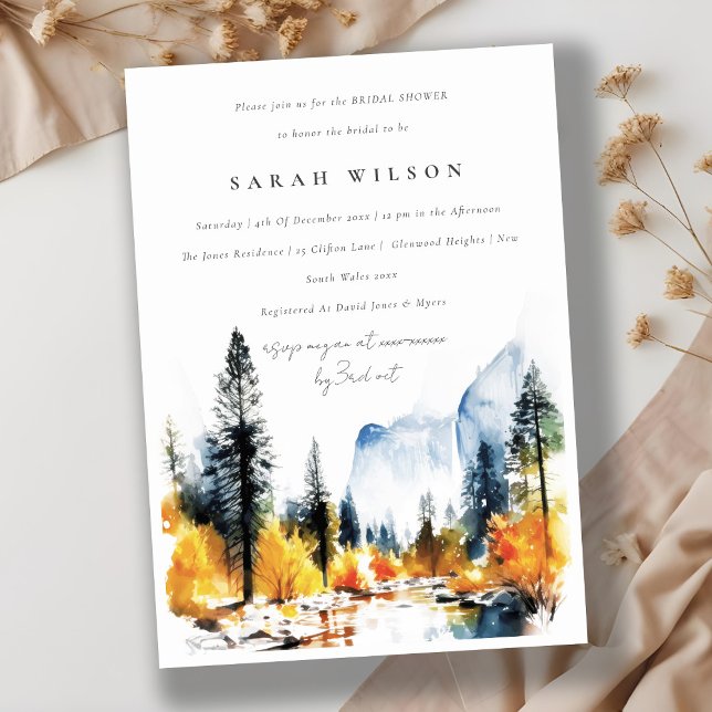 Mountain River Fall Winter Landscape Bridal Shower Invitation (Creator Uploaded)