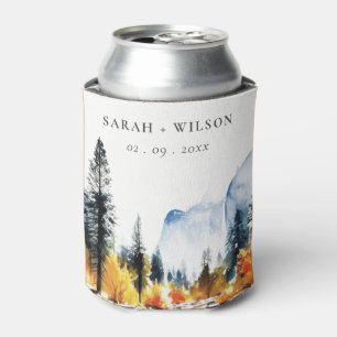 Mountain River Fall Winter Landscape Wedding Can Cooler