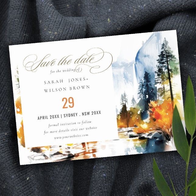 Mountain River Fall Winter Landscape Wedding Save The Date (Creator Uploaded)