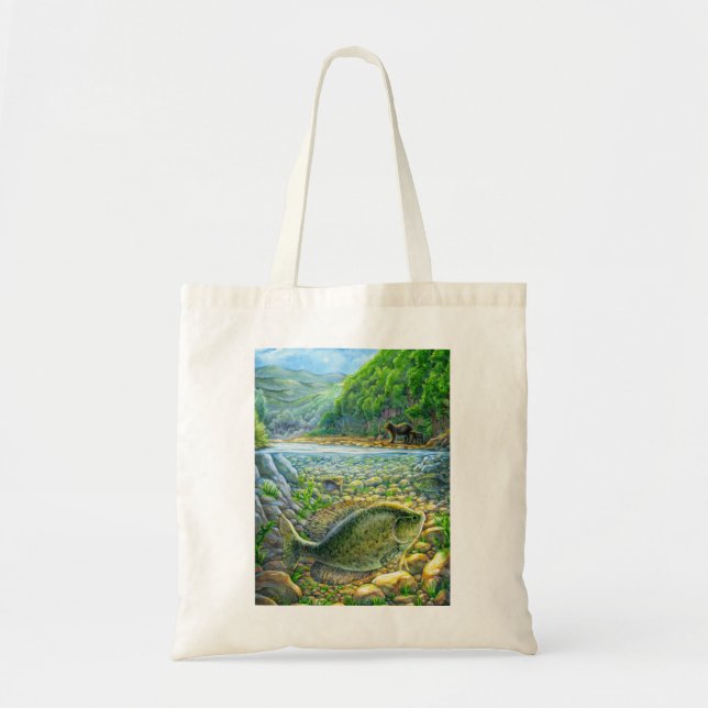 Mountain River Fish Tote Bag (Front)