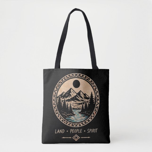 Mountain River Forest Black Tote Bag  (Front)