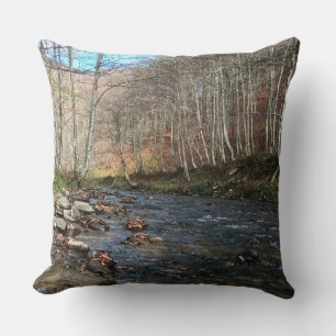 Mountain River in Autumn – Wild Nature Romania Cushion