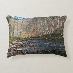 Mountain River in Autumn – Wild Nature Romania Decorative Cushion