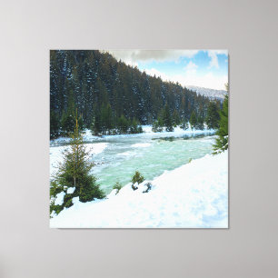 mountain river in wintertime canvas print