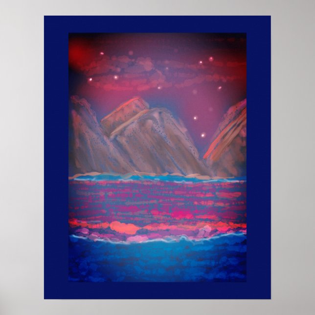 Mountain River Landscape Art Abstract  Poster (Front)