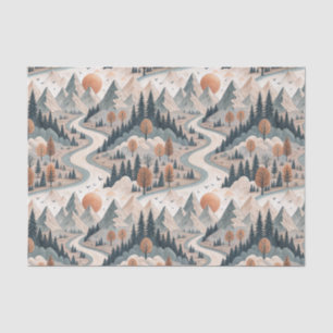 Mountain River Landscape Boho Abstract Pattern Art Tissue Paper