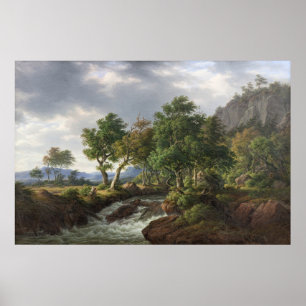 Mountain River Landscape Nature Vintage Fine Art Poster