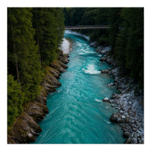 Mountain River Landscape Poster