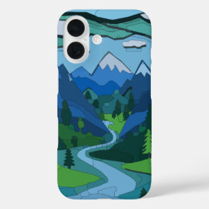 Mountain River Valley Cutout iPhone 16 Case